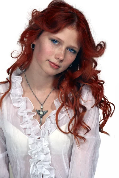 stock image The red-haired girl with blue eyes