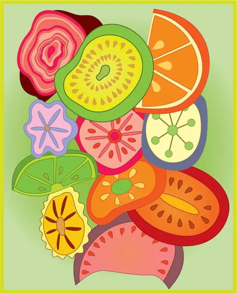 Tranches de fruits — Image vectorielle