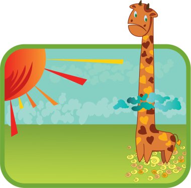 Giraffe in the clouds clipart