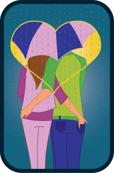 Casal sob guarda-chuva — Vetor de Stock
