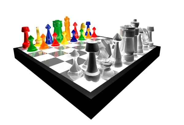3D концепция красочных шахмат — стоковое фото