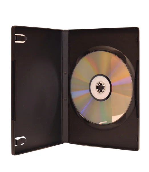 Диск DVD в коробке изолированы на белом — стоковое фото
