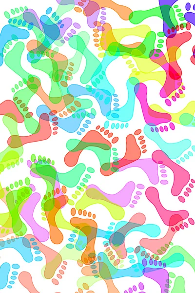 Fußabdrücke in verschiedenen Farben — Stockfoto