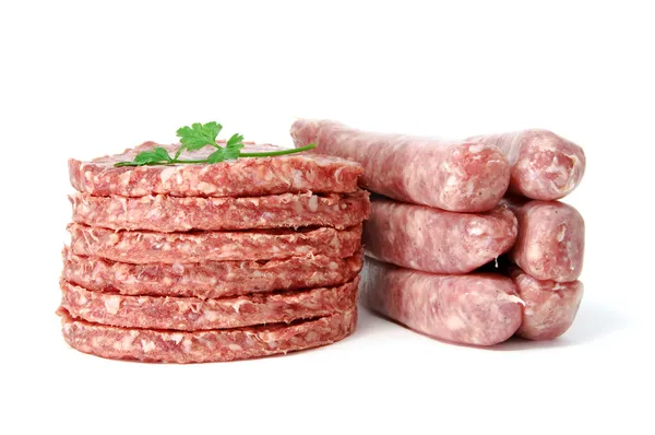 Hambúrgueres e salsichas — Fotografia de Stock