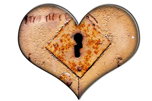 Un cuore con un vecchio buco della serratura — Foto Stock