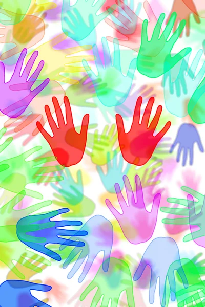 Mãos de cores diferentes — Fotografia de Stock