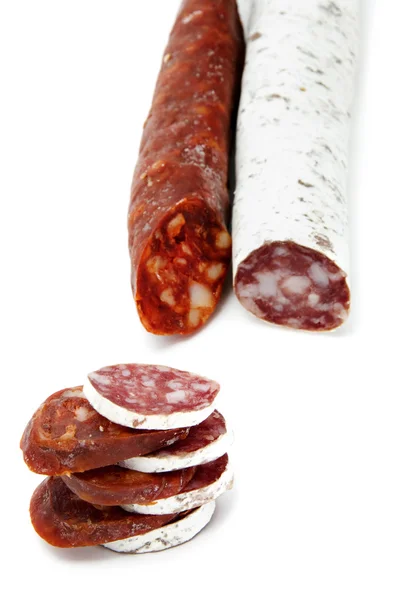 Hiszpański chorizo i salami — Zdjęcie stockowe