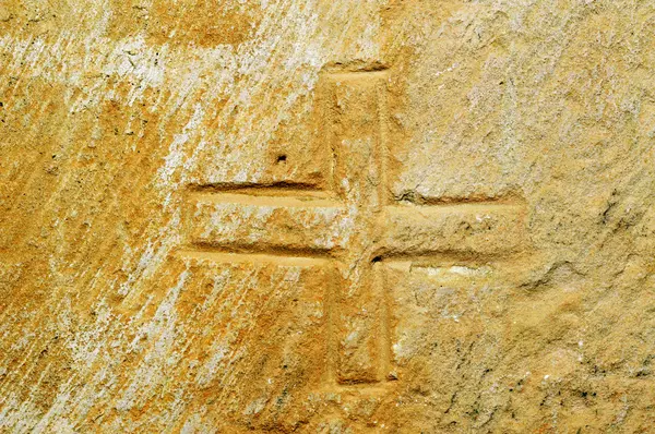 Mason's mark in a stone — Stock Photo, Image