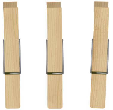 Vector illustration of three clothespins. clipart