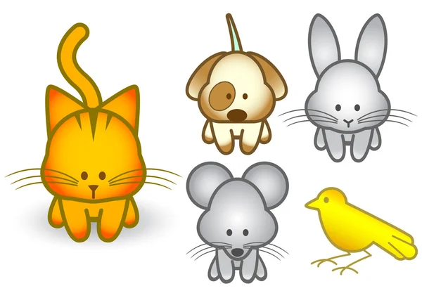 Vector illustration set of cartoon pet animals. — Stock Vector