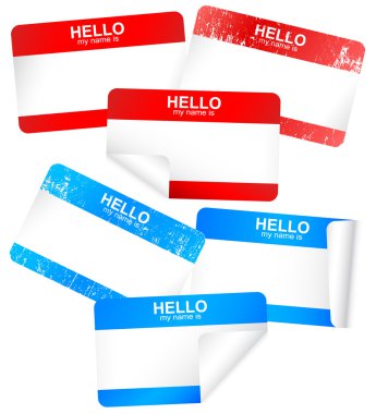 Vector set of blank adhesive name badges. clipart
