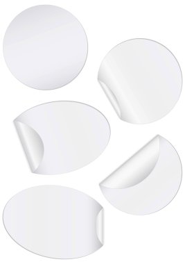 Vector set of round unprinted stickers with peeled edge. clipart