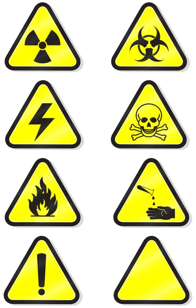 Векторный набор химических предупреждающих признаков . — стоковый вектор