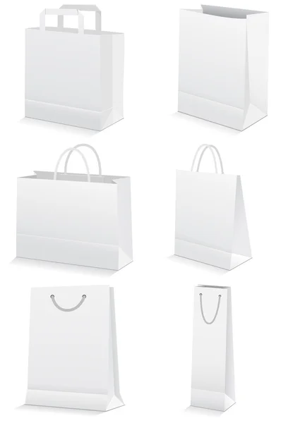 Vektoros illusztráció összessége papír vásárlási vagy élelmiszerbolt táskák. Stock Vektor