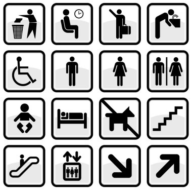 Vector illustration set of international service signs. clipart