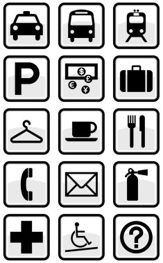 Vector illustration set of international service signs. clipart