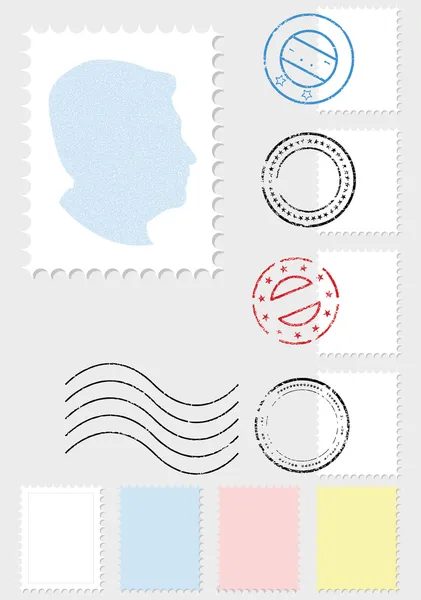 Conjunto de ilustrações vetoriais de selo postal . — Vetor de Stock