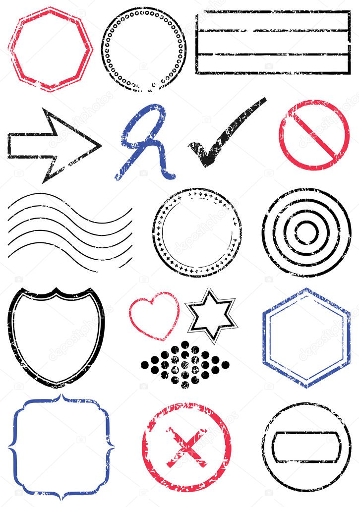 Stamp vector illustration set.