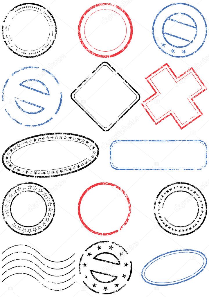 Postage stamp vector illustration set.
