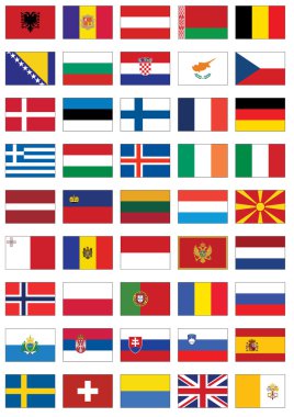 Vector flag set of all European countries. clipart