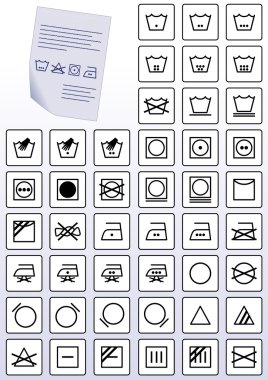 Vector set of apparel care instruction symbols. clipart