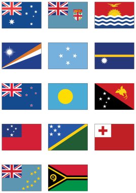 vektör bayrağı ayarlanmış tüm Avustralya ve Okyanusya ülkelerinin.