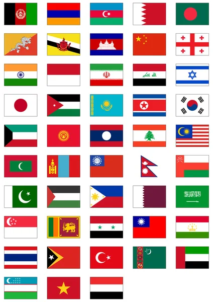 Vector flag set of all Asian countries. — Stock Vector