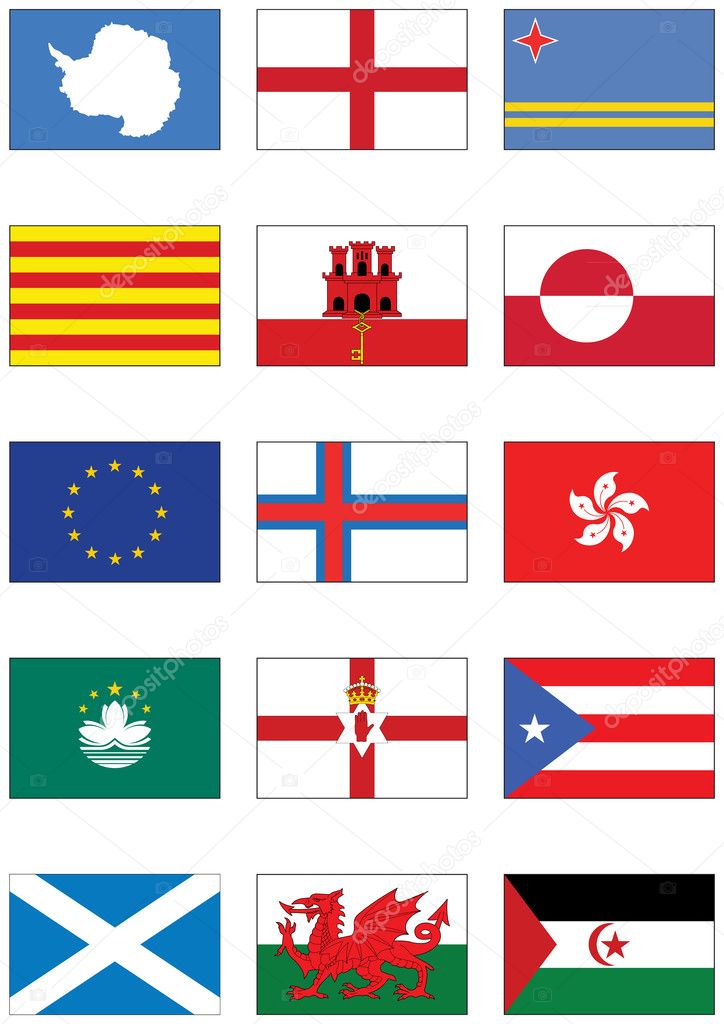 Vector Flag Set Of World Continents And Misc Countries — Stock Vector