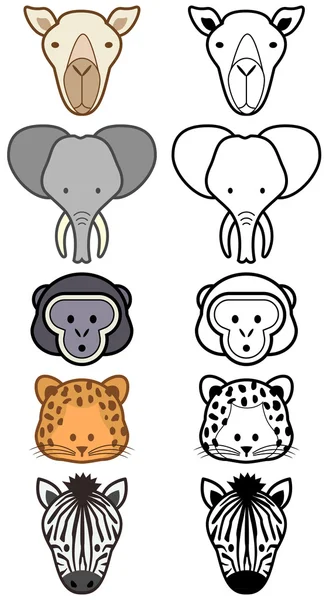 Vector set of cartoon wild or zoo animals. — Stock Vector