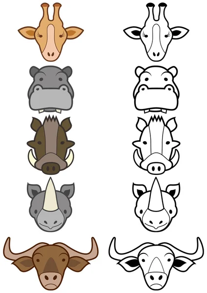 Conjunto vetorial de desenhos animados animais selvagens ou zoológicos . Vetores De Bancos De Imagens