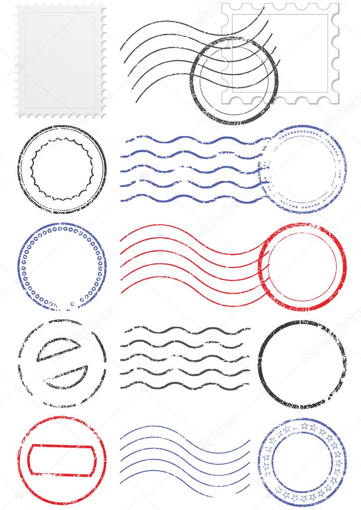 Vector set of different postmark and stamps. — Stock Vector © bytedust ...
