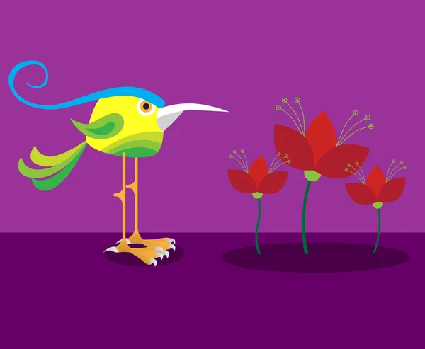 Bird and flowers — Stock Vector