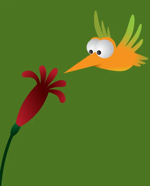 Птица и тропический цветок — стоковый вектор