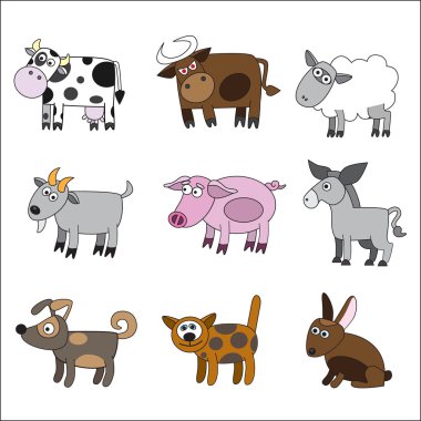 Domestic animals set clipart