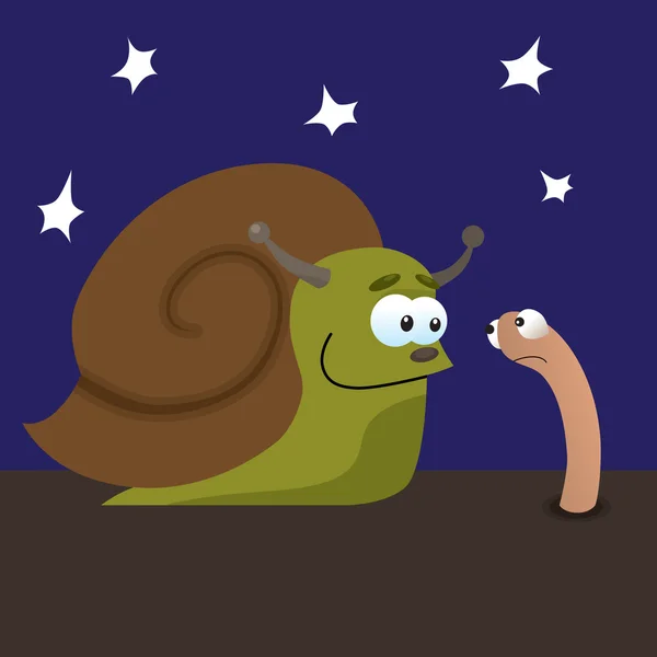 蜗牛和蠕虫σαλιγκάρι και το σκουλήκι — Διανυσματικό Αρχείο