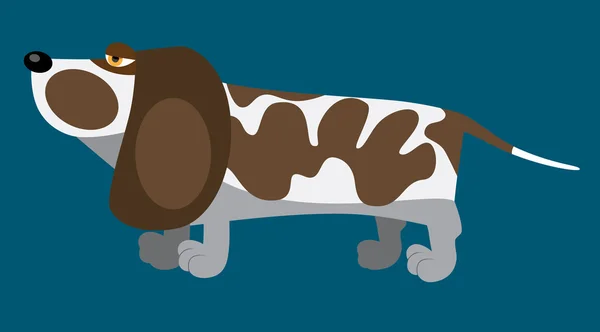 Cartoon illustration of funny basset hound — Stock Vector