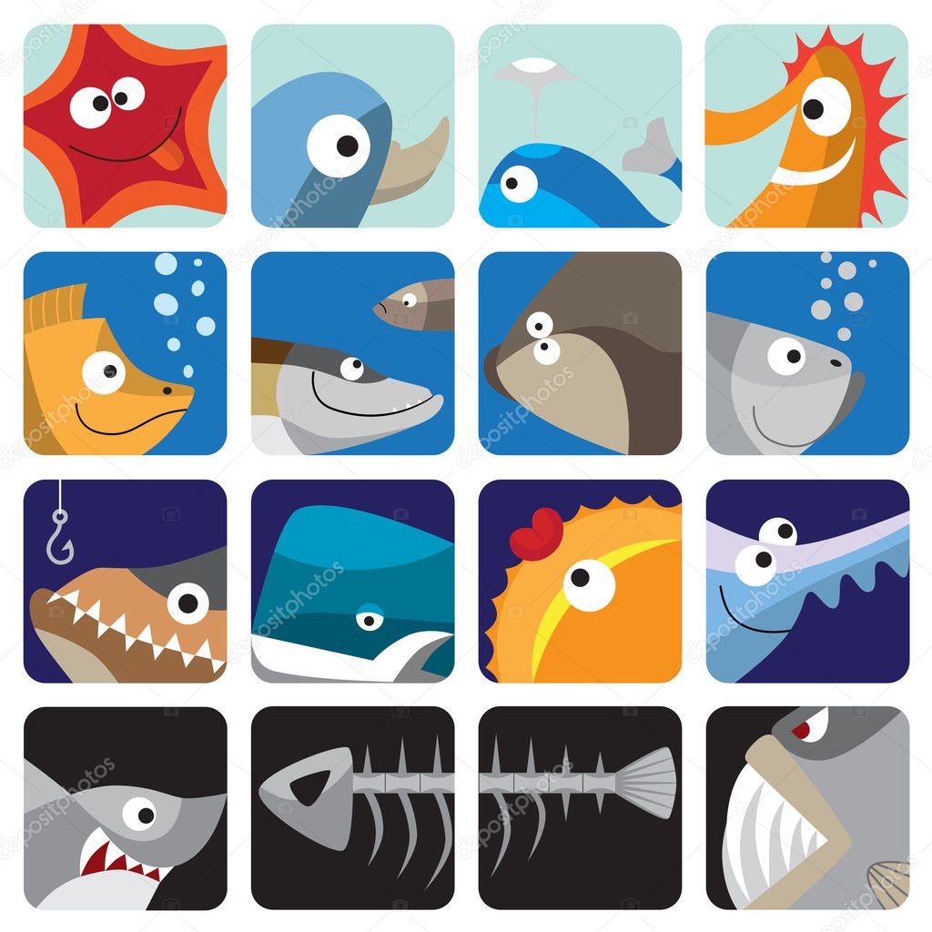 Fish icons set