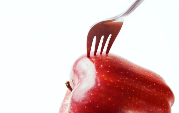 Jabłko widelcem, zatrzymany — Zdjęcie stockowe