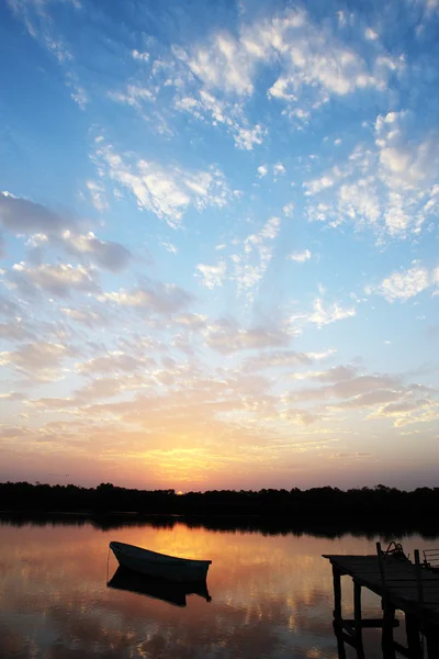 stock image Little boat sunset