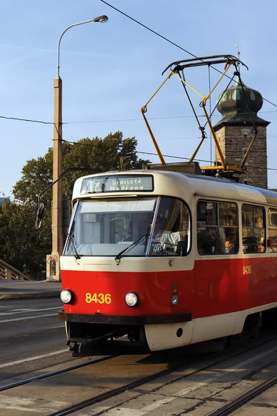 Красный трамвай — стоковое фото