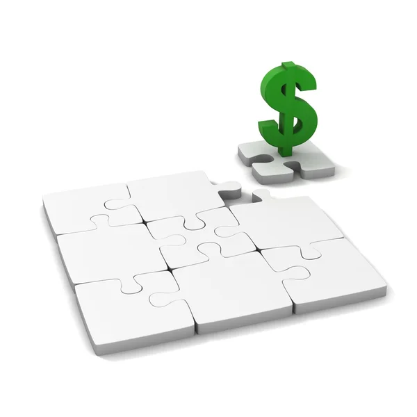 Puzzle and dollar icon — Stock Photo, Image