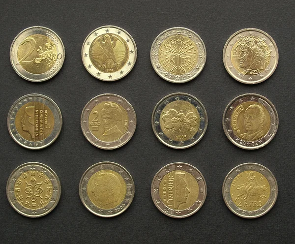 Moedas em euros — Fotografia de Stock