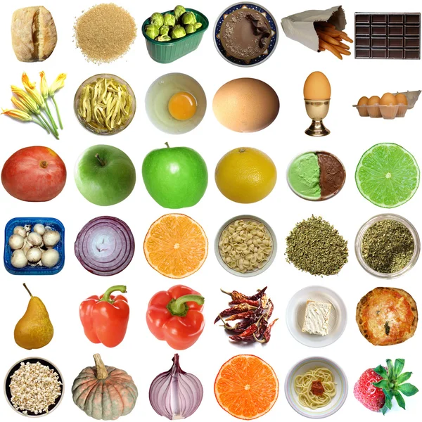 Collage de alimentos aislados — Foto de Stock