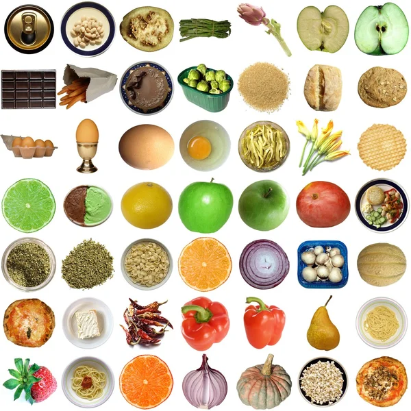 Voedsel collage geïsoleerd — Stockfoto