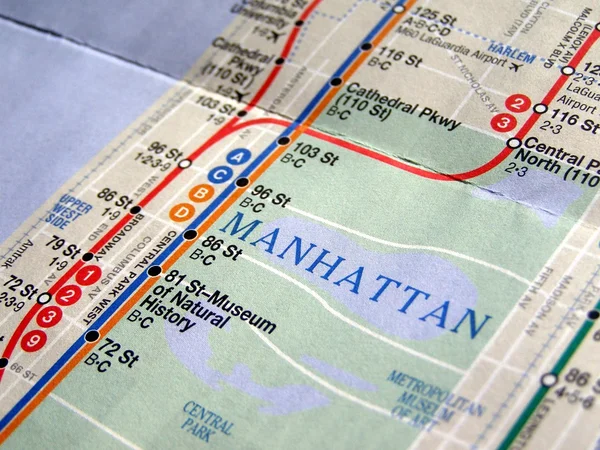 Mapę metra w Nowym Jorku — Zdjęcie stockowe