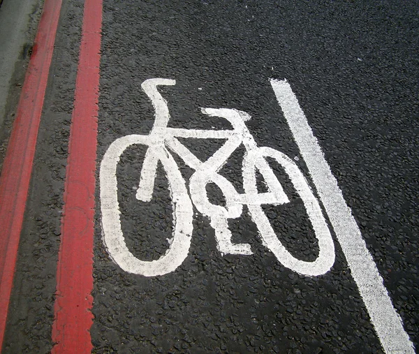 Bike lane znamení — Stock fotografie