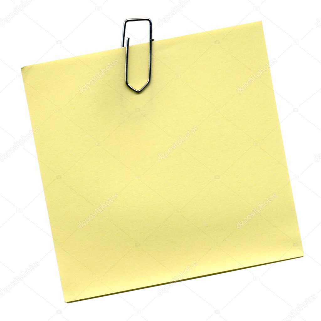 Jaune Note Collante Note De Post-it Avec Punaise Isolé Sur Blanc Banque  D'Images et Photos Libres De Droits. Image 98546702