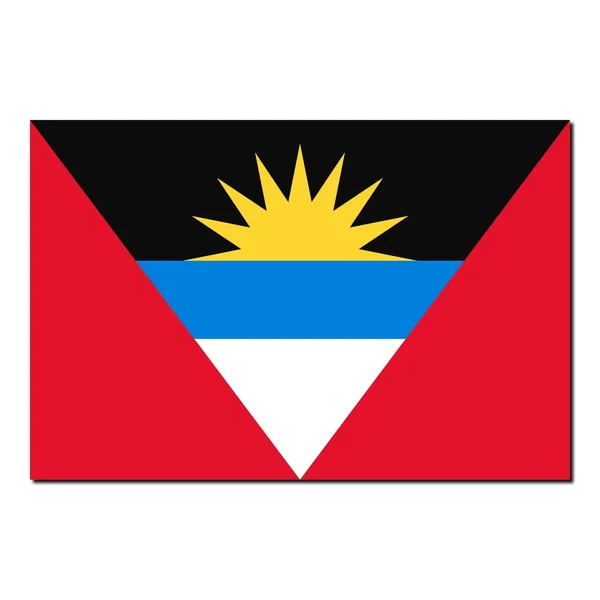La bandera nacional de Antigua y Barbuda - con sombra sobre el blanco —  Fotos de Stock