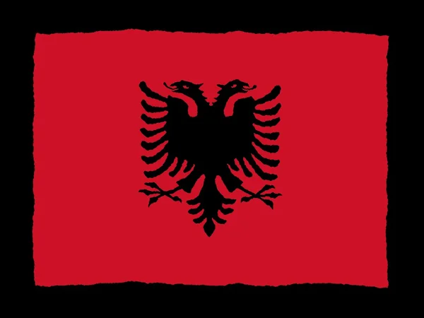Handgezeichnete Flagge Albaniens — Stockfoto