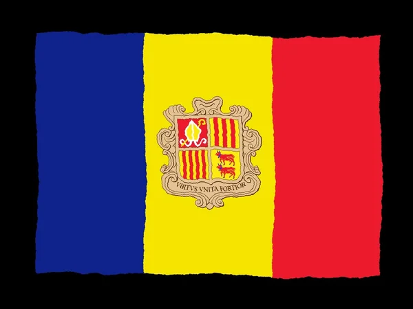 Bandiera disegnata a mano di Andorra — Foto Stock